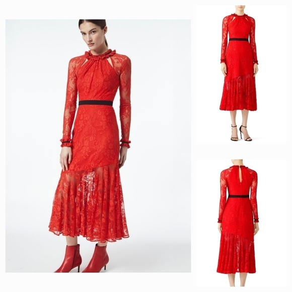 Three Floor Dresses Three Floor‎ Split Tease Dress Red - Picture 1 of 2